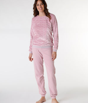 Pyjama-Set aus Fleece in puderrosa