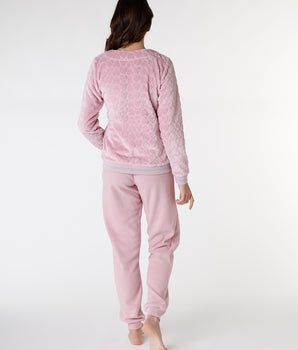 Pyjama-Set aus Fleece in puderrosa