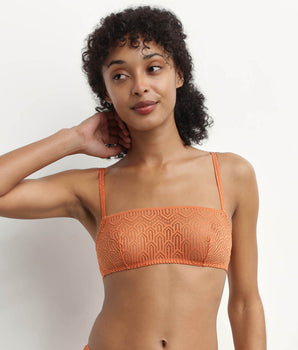 Orangefarbenes Bralette mit Art Deco Spitze - Mod de DIM