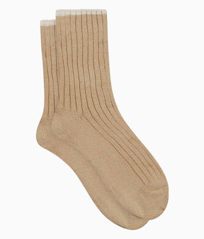 Damensocken aus schlichtem Rippstrick Beige Vanilla Dim Bamboo