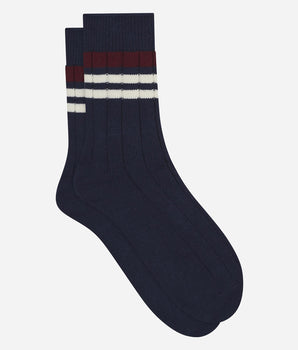 Gestreifte Rippstricksocken für Herren Navy Dim Bambou