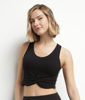 Sport-Tanktop für Damen aus schwarzer Viskose mit BH Dim Move