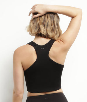 Sport-Tanktop für Damen aus schwarzer Viskose mit BH Dim Move