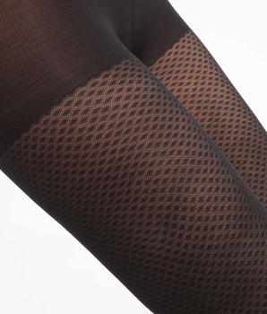 Transparente Damenstrumpfhose mit Rautenmuster Black Dim Style