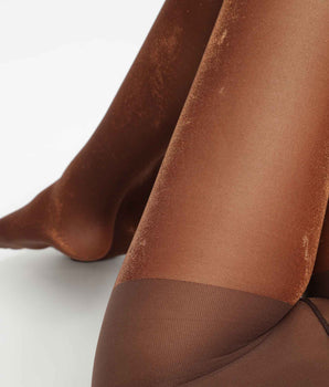 Kupferbraune semi-transparente Strumpfhose mit Lurex - DIM Style