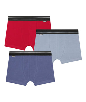 3er-Pack rote/blaue Boxershorts für Jungen aus Baumwolle mit Stretch – EcoDIM