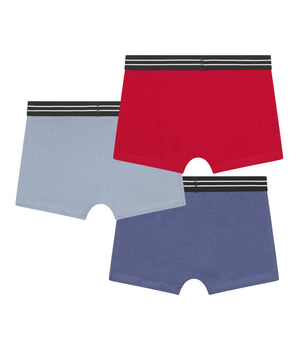 3er-Pack rote/blaue Boxershorts für Jungen aus Baumwolle mit Stretch – EcoDIM