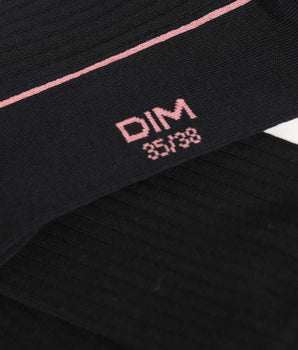 Schwarze Damensocken aus grippter Baumwolle mit farbigem Rand - Dim Mode