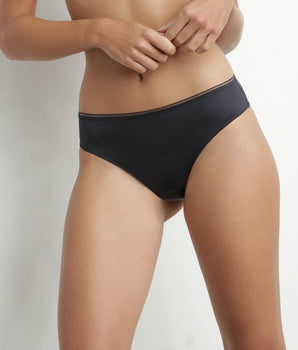 Tanga für Damen aus satinierter Mikrofaser in Granitgrau - Dim Chéri