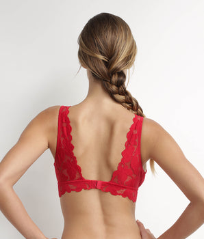 Roter  Bralette mit auffälligen Blütenspitzen – Dim Lacy