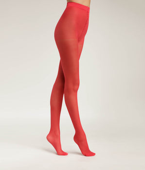 Rote transparente Strumpfhose mit Kontrastlinie- DIM Style