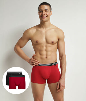 2er-Pack Boxershorts aus Stretch-Baumwolle rot/schwarz - EcoDIM