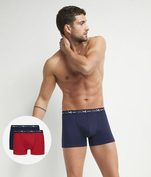 2er-Pack Boxershorts aus Stretch-Baumwolle marineblau/rot