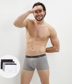 3er-Pack schwarze/stahlgraue/weiße Boxershorts mit Logobund