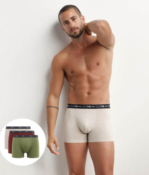 3er-Pack Boxershorts aus Stretch-Baumwolle crème/weinrot/khaki