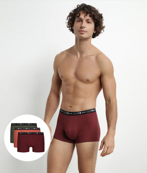 3er-Pack Herren-Boxershorts aus Stretch-Baumwolle Rot/Grün