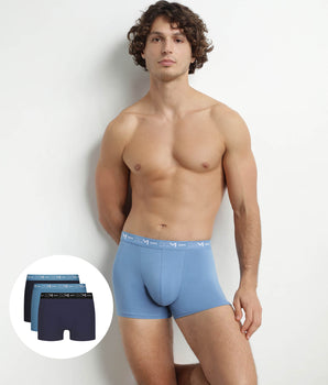 3er-Pack Herren-Boxershorts aus Stretch-Baumwolle in Riviera-Blau/Denim/Schwarz 