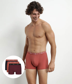 3er-Pack Herren-Boxershorts aus Stretch-Baumwolle in Schwarz/Braun/Terrakotta Meliert 