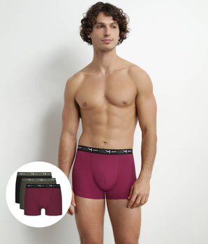 3er-Pack Herren-Boxershorts aus Stretch-Baumwolle in Schwarz/Khaki/Rot 