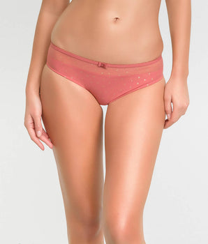 Pinker Mikrofaser-Slip mit goldenem, gepunktetem und broschiertem Muster - DIM Generous