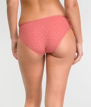 Pinker Mikrofaser-Slip mit goldenem, gepunktetem und broschiertem Muster - DIM Generous