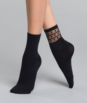 2er-Pack schwarze Damensocken aus Mikrofaser mit Tupfen - DIM Skin